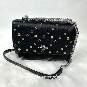 Coach Mini Klare Crossbody Bag With Rivets In Leather/Silver/Black CCE10 NWT